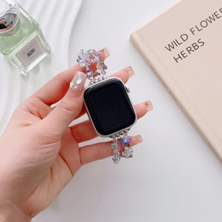 สายนาฬิกาข้อมือคริสตัล ลายผีเสื้อ สําหรับ Apple watch series 8 7 6 ultra 49 มม. 45 มม. 44 มม. i watch 5 4 3 se 2 41 มม. 42 มม. 40 มม. 38 มม.