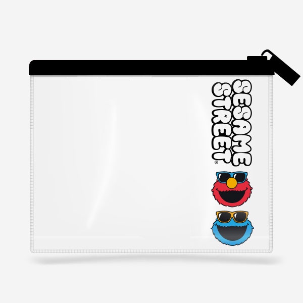 SST3-กระเป๋าพลาสติกซิปรูด : Elmo&amp;Cookie Monster Zipper PVC Bag W25xH18 cm.-WH
