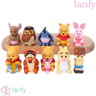 Lanfy ตุ๊กตาฟิกเกอร์การ์ตูนหมีพูห์ ของขวัญคริสต์มาส สําหรับตกแต่งเค้ก