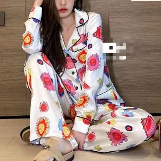 LV X YK FACES PAJAMA SET LOUIS ชุดเซต ชุดเซท ชุดนอน ใส่เที่ยวได้ เสื้อเชิ้ต แขนยาว + กางเกงขายาว หลุยส์