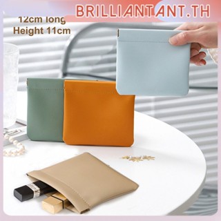 Mini Pu Leather Cosmetic Bag Lipstick Bag Shrapnel Automatic Closed Makeup Bag Coin Purses Bri