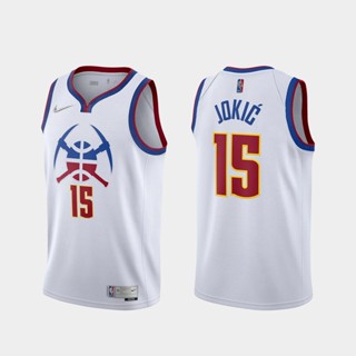 เสื้อกีฬาบาสเก็ตบอล ทีม NBA ของแท้ สําหรับผู้ชาย 20-21 #Denver นักเก็ต #15 Nikola Jokic Hot Pressing Retro Earned Edition Swingman Je