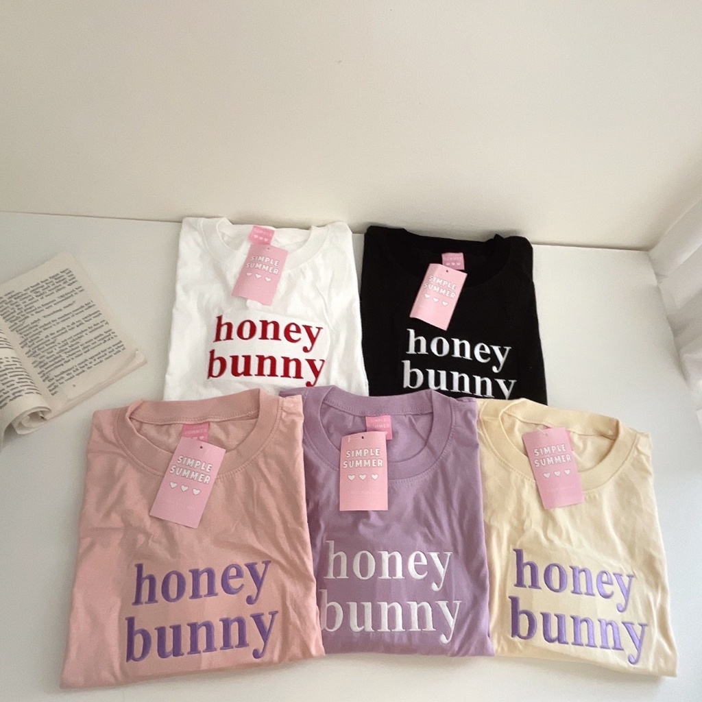 S219 เสื้อยืด oversize ผ้าคอตตอน ปัก honey bunny