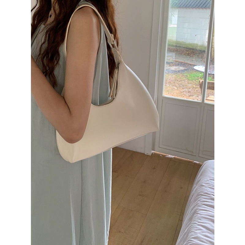 🤎กระเป๋าสะพายไหล่ กระเป๋าถือ แฟชั่นสําหรับสตรี ครึ่งแขน ลายดวงจันทร์ แบบเรียบง่าย สไตล์เกาหลี