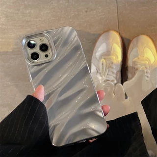 แผ่นเงินพรีเมี่ยมง่าย เคสโทรศัพท์สําหรับIPhone 11 17 16 15 14 Pro Max Air 16plus 12 13 Pro Max X XR 7/8 PlusกันกระแทกSoft TPUปกหลัง