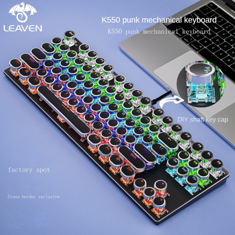Crack K550 Punk Mechanical Keyboard 87-Key Wired Hot Plug Round Key Office Computer Game Mechanical 