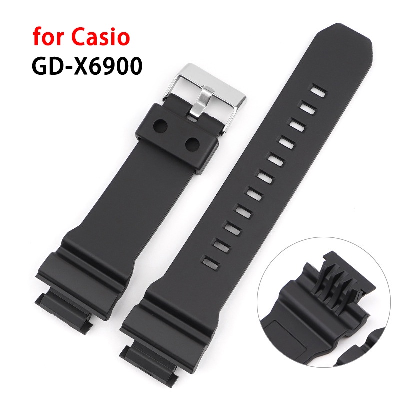 สายนาฬิกาข้อมือ ยางซิลิโคน TPU นิ่ม กันน้ํา สีดํา สําหรับ Casio GD-X6900-1