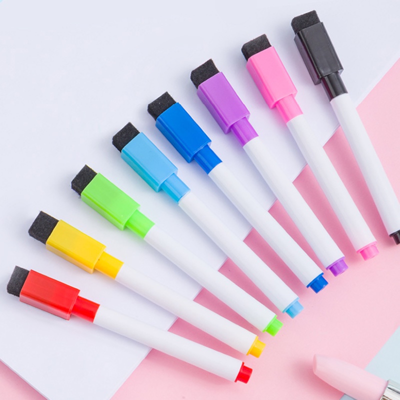 ปากกามาร์กเกอร์ไฟเบอร์ ลบได้ ขนาด 1.5 มม. แบบพกพา สีสันสดใส สําหรับนักเรียน จํานวน 8 ชิ้น