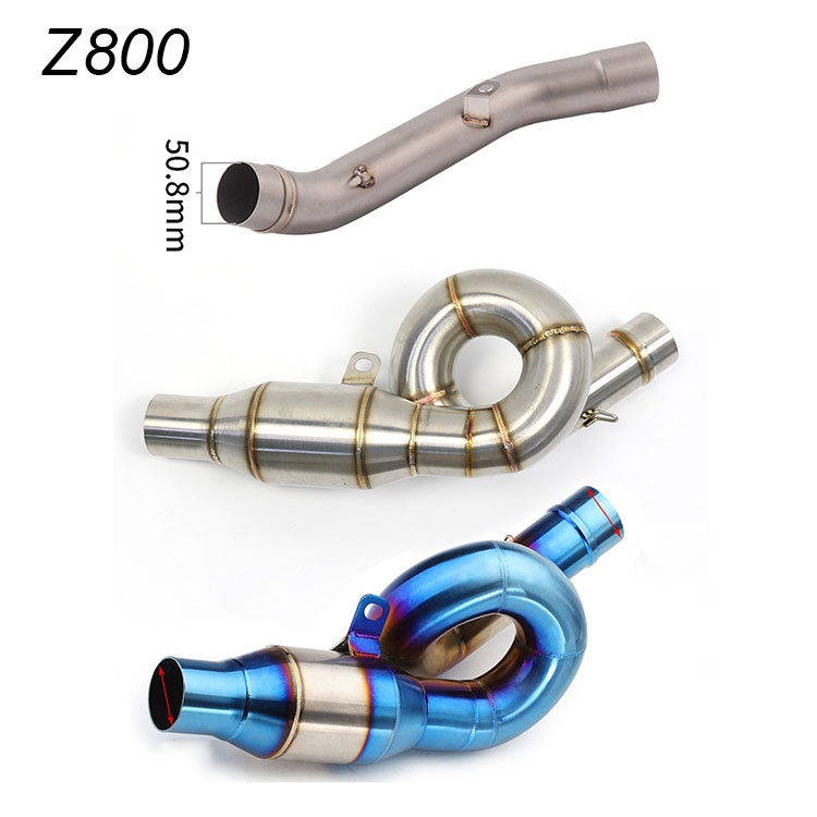 รถจักรยานยนต์ Kawasaki Z800 ท่อไอเสียกลาง Link ท่อ Twist Midpipe เชื่อมต่อ 2 นิ้วท่อไอเสีย