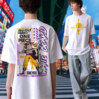 เสื้อยืดผ้าฝ้ายพิมพ์ลายOne Piece anime white t shirt unisex EDWARD tshirt trendy graphic oversized tops tees men women