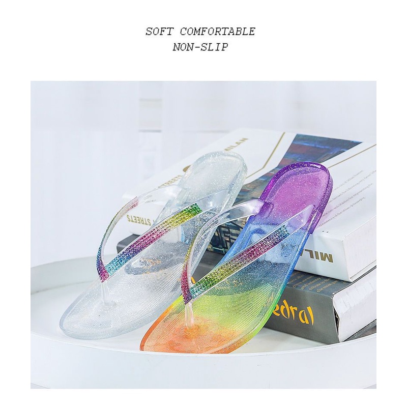 เวอร์ชั่นเกาหลี Flip-Flops ฤดูร้อน Fairy สวมใส่ด้านนอกแฟชั่น All-Match Influencer คริสตัลรองเท้าแตะโปร่งใส Fe - รูปที่ 7