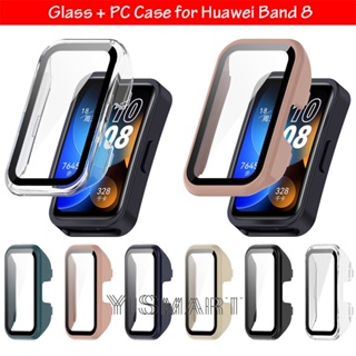 เคสสําหรับ Huawei Band 8 PC ฝาครอบป้องกันกันชนรอบด้าน + กระจกกันรอยหน้าจอ สําหรับ Huawei Band8 อุปกรณ์เสริม