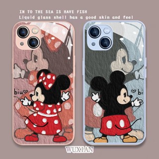 พร้อมส่ง เคสโทรศัพท์มือถือแบบแก้ว ลายการ์ตูนมินนี่เมาส์ สําหรับ Iphone 14promax 13 11 12 7 8plus xr xs