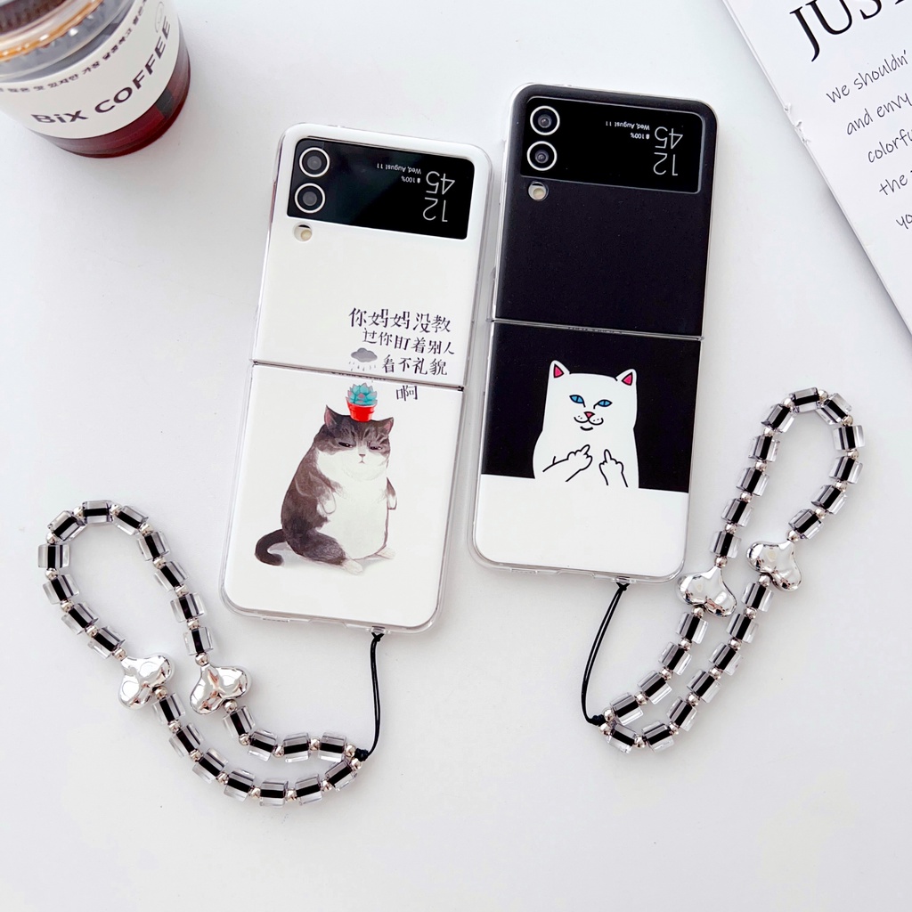 คู่น่ารัก Hard สําหรับ Samsung Galaxy Z Flip 7 Z Flip 6 Z Flip7FE การ์ตูน PC สีดํา Samsung Z Flip7 Z