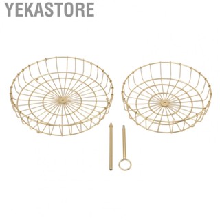 Yekastore 2 Tier Fruit  Iron Round Golden Nordic Household Snack Storage Tray Ne