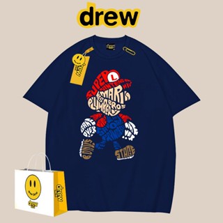 เสื้อยืดแขนสั้น ผ้าฝ้าย ทรงหลวม ลาย Super Mario แฟชั่นฤดูร้อน สไตล์ยุโรป และอเมริกา สําหรับผู้ชาย และผู้หญิง