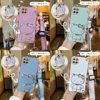 เคส infinix Smart 6 HD Case Vanity Mirror Cute Hello Kitty Anime Stand Wrist Band With Metal Sheet Phone Cover Casing Cassing Cases SK โทรศัพท์มือถือแบบกระจก ลายเฮลโลคิตตีน่ารัก พร้อมสายคล้องข้อมือ โลหะ สําหรับ