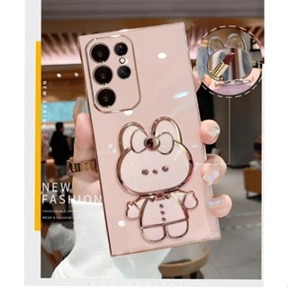 เคส Samsung Galaxy S23Ultra S22 S21Plus โทรศัพท์มือถือ แบบนิ่ม ลายแมวน่ารัก พร้อมกระจก สําหรับ S20 21FE Note20Ultra A54 A34 A14 A04