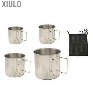 Xiulo Outdoors Camping Campfire Cup  Suspendable Nested Stainless Steel Camping Mugs 4Pcs  for Backpacking