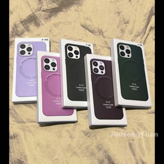 เคสโทรศัพท์มือถือหนัง แม่เหล็ก กันกระแทก สีพื้น สําหรับ IPhone 14 12 13 Pro Max 14Plus