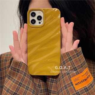 G.o.a.t เคสโทรศัพท์มือถือ กันตก ป้องกัน ลายระลอกน้ํา 3D สีเหลือง สําหรับ iPhone 11 14 13 12 Pro Max XR XS Max 8 7 6 6s Plus Phone Case