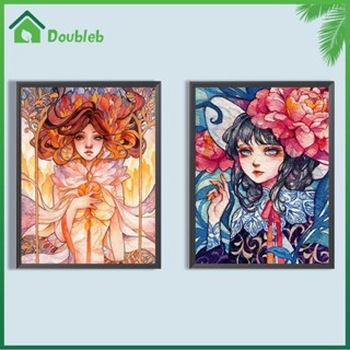 【Doub X ✮】ภาพวาดปักเพชร ทรงกลม ลายอนิเมะผู้หญิง 5D DIY สําหรับตกแต่งบ้าน ✮