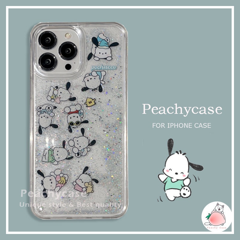 เคสโทรศัพท์มือถืออะคริลิค PC แข็ง แบบใส กันกระแทก ลายการ์ตูนสุนัขน่ารัก แต่งกลิตเตอร์ สําหรับ iPhone 14 13 12 Pro Max 11 Xr Xs 6 7 8 Plus