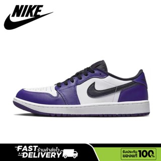 【ของแท้100%💯】 Air Jordan 1 Low Golf "Court purple" ระบายอากาศ กันลื่น รองเท้าบาส รองเท้าวิ่ง รองเท้าผ้าใบ