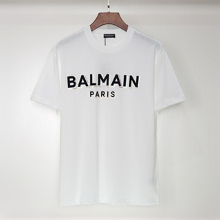 [ใหม่] Balmain เสื้อยืดแขนสั้น ผ้าฝ้ายแท้ 100% พิมพ์ลายตัวอักษร 3D ใส่สบาย สไตล์ธุรกิจ สําหรับผู้ชาย และผู้หญิง 2023