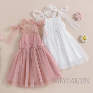 Babygarden-1-6 ปี ชุดเดรสเจ้าหญิง แขนกุด ผูกไหล่ สีพื้น ฤดูร้อน สําหรับเด็กผู้หญิง