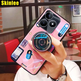 ใหม่ เคสโทรศัพท์มือถือนิ่ม พร้อมสายคล้อง และขาตั้ง สําหรับ Realme C35 C53 C51 C55 C55 C35 C51 C53