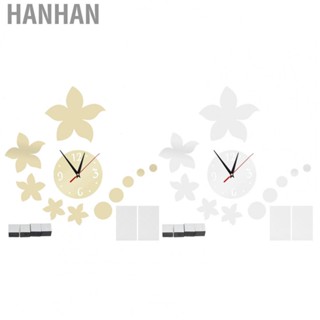 Hanhan Adhesive  Wall Clock Mirror  Flower-Shaped Wall  Plastic