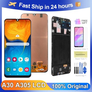 อะไหล่หน้าจอสัมผัสดิจิทัล LCD A30 100% สําหรับ Samsung Galaxy A30 A305 A30 A305 DS A305F