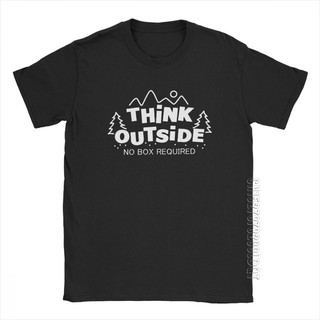 ขายดี เสื้อยืดผ้าฝ้าย 100% พิมพ์ลาย Think Outside No Box Required Awesome Nature สําหรับเดินป่า ตั้งแคมป์ 270307