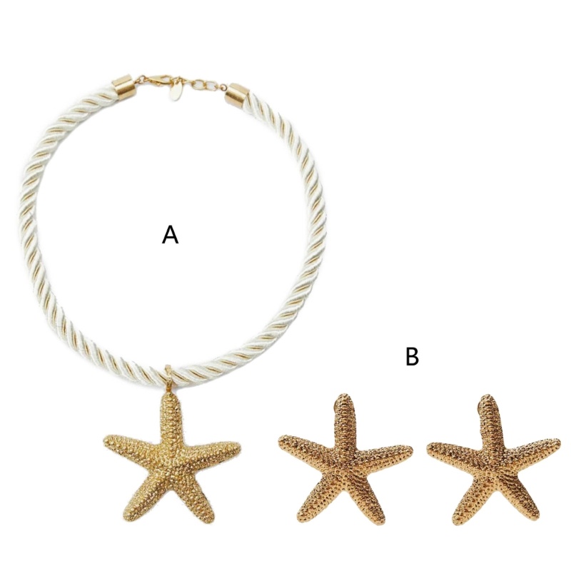 Bbd Charming Starfish ต่างหูสร้อยคอผู้หญิงที่สวยงามปลาดาวสตั๊ดต่างหู
