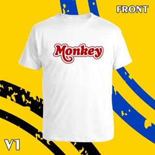 เสื้อยืด คอกลม แขนสั้น  Monkey สกรีน Flex pu  ขอบสวย คมชัด ผ้า cotton 100%