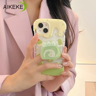 เคสโทรศัพท์มือถือแบบนิ่ม TPU ใส ลายไอศกรีม 3D พร้อมที่ตั้งวางเค้ก สําหรับ iphone 14 Pro Max 13 Pro Max 12 Pro Max 11