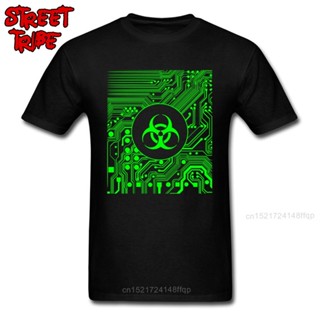 เสื้อยืด พิมพ์ลายโลโก้ Cyber Goth Biohazard ขนาดใหญ่ สีเขียว สําหรับผู้ชาย