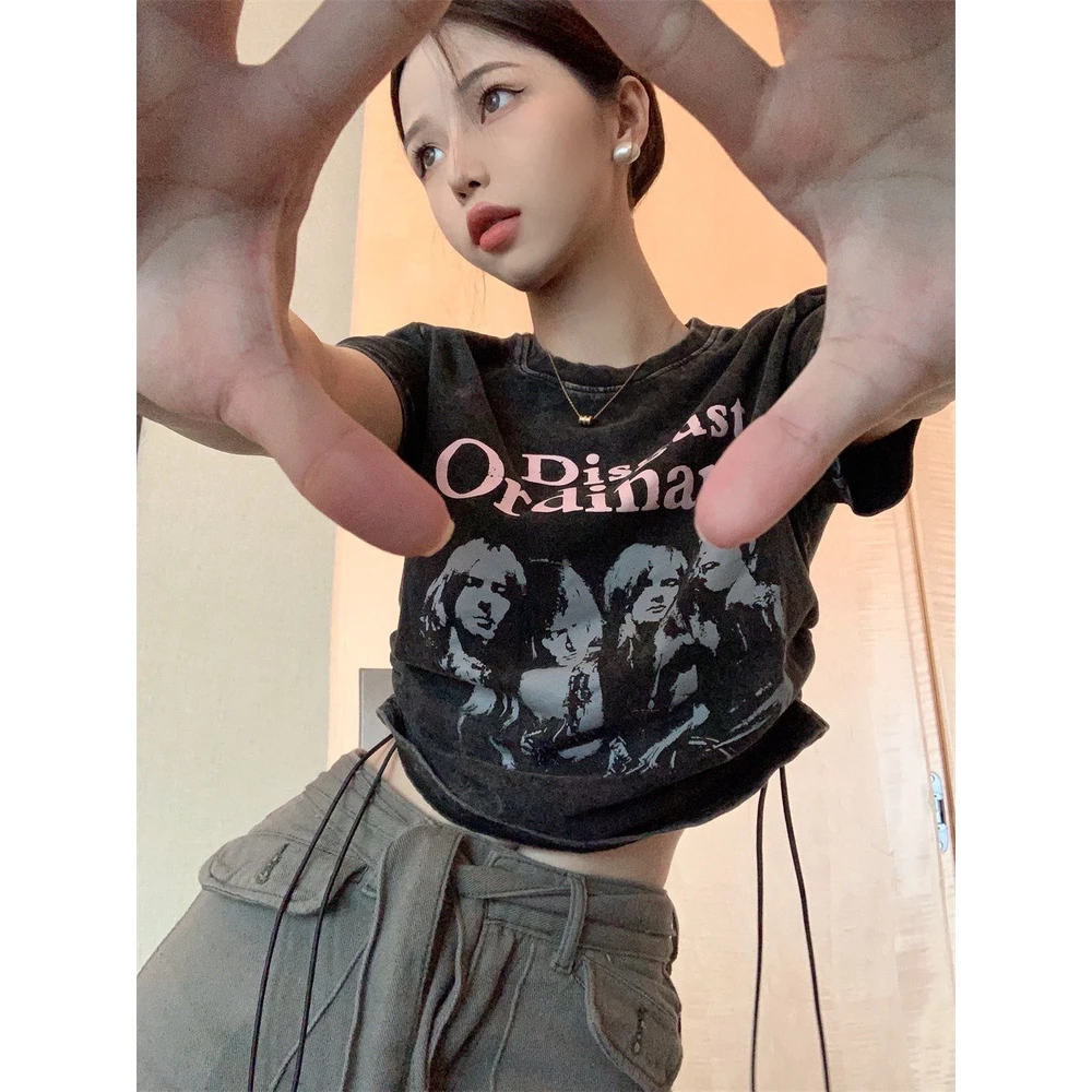 ขนาดใหญ่พิเศษ 7XL เสื้อผ้าแฟชั่น ผู้หญิงแขนสั้น ครอปท็อป ใส่ไปคลับ ปาร์ต y2k เสื้อแฟชั่น5XL thumbnail 9