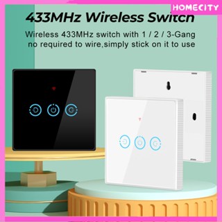 [พร้อม] 1/2/3 Gang Wiring Free Rf 433 Wireless Switch Smart Wall Touch Switch Support Two Way Control Sensitive Touch Button Luxury Glass Panel