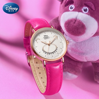 (($Most Popular$) Disney นาฬิกาข้อมือควอตซ์แฟชั่น กันน้ํา ลายการ์ตูนดิสนีย์ หมี สตรอเบอร์รี่น่ารัก สําหรับเด็กผู้หญิง นักเรียนมัธยมต้น