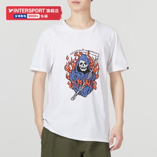 Vans เสื้อยืดลําลอง แขนสั้น คอกลม ลายกะโหลก สีขาว แฟชั่นฤดูร้อน สําหรับผู้ชาย