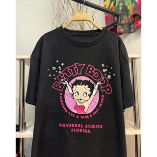 【hot tshirts】เสื้อยืดแขนสั้น พิมพ์ลายโปสเตอร์ Miss Betty Boop สไตล์วินเทจ สําหรับนักเรียน2022