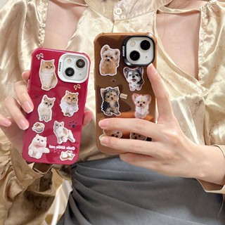 เคสโทรศัพท์มือถือแบบนิ่ม Tpu ใส กันกระแทก ลายการ์ตูนสุนัข แมวน่ารัก สีเงิน สําหรับ iPhone 14 13 12 11 Pro Max