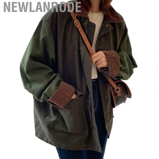 Newlanrode Women Jacket  Lightweight Lady Turn Down Collar  OD Green for Daily Autumn