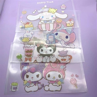 Sanrio กระเป๋าโฟลเดอร์ PVC แบบใส ขนาด A4 สําหรับใส่เอกสาร 4 ชิ้น ต่อชุด