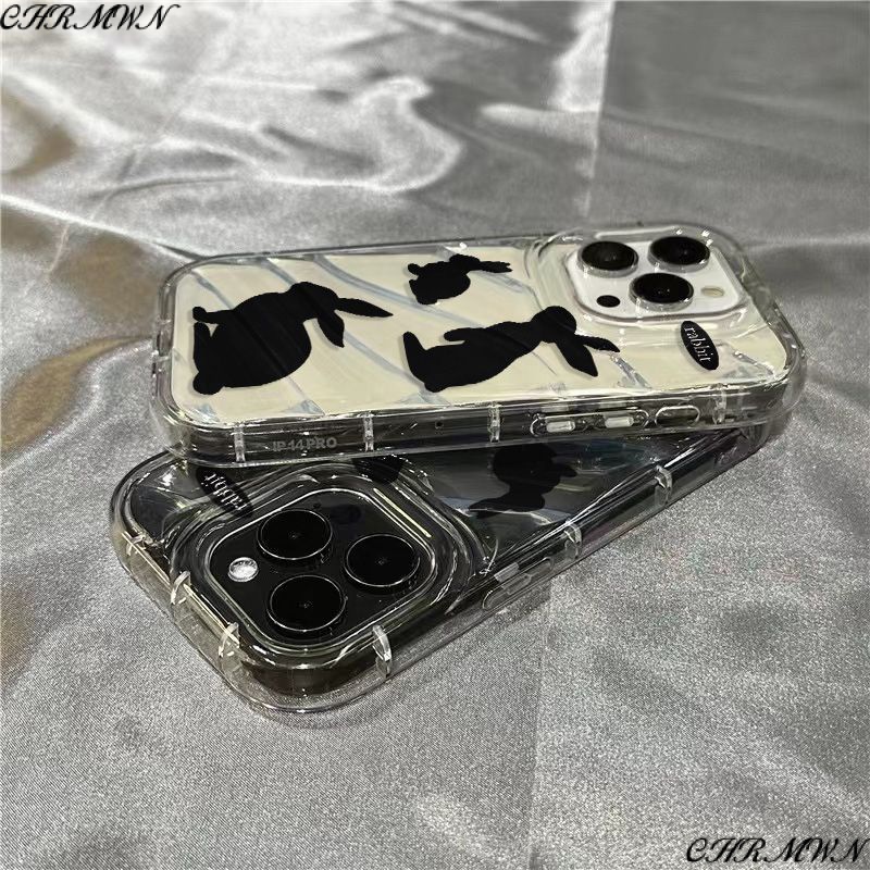 เคสนิ่ม iPhone14promax โปร่งใส 1312 Apple 8 กระต่ายดํา/เคสโทรศัพท์น่ารัก xr/11/sins7plus VHON