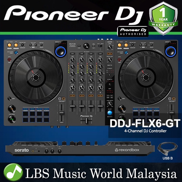Pioneer DJ DDJ-FLX6-GT 4 Channel DJ Controller สําหรับการใช้งาน DJ หลายตัว (DDJFLX6GT DDJ FLX6 GT)