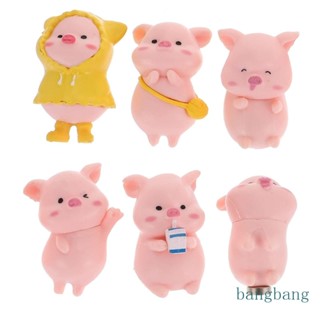 Bangb สติกเกอร์แม่เหล็กติดตู้เย็น ลายการ์ตูนหมูน่ารัก 6 ชิ้น