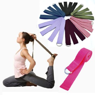 Yoga Pilate Cotton Stretch Strap D-Ring Belt Waist Leg Resistance Exercise Band